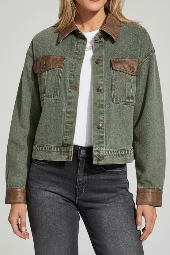 Button Up Chest Pockets Denim Jacket