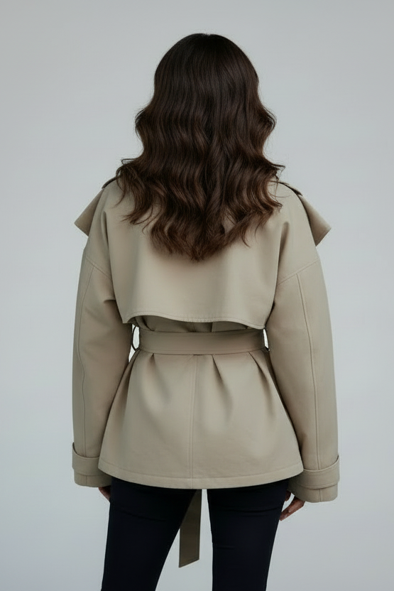 Tie Waist Snap Down Trench Coat