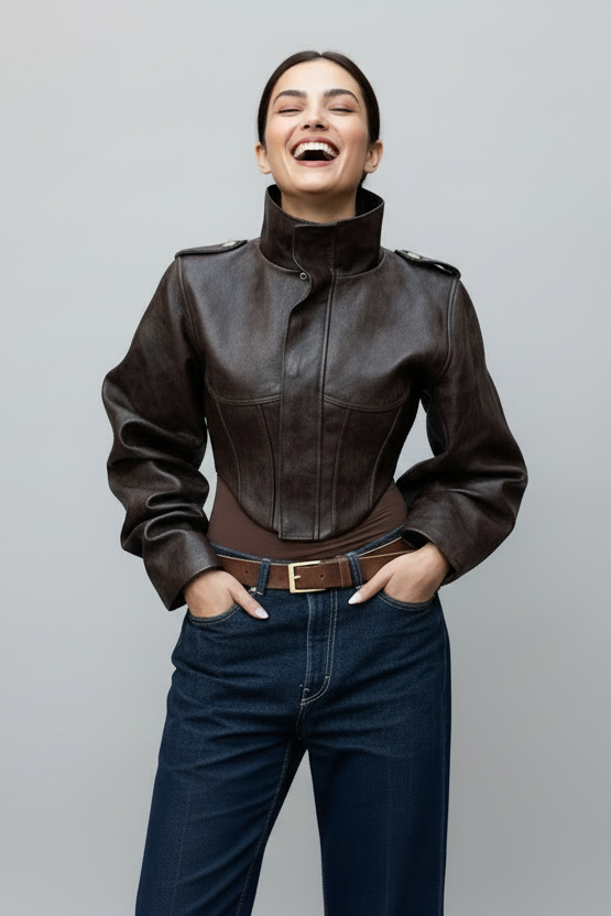 Vintage Style Slim Fit Leather Jacket