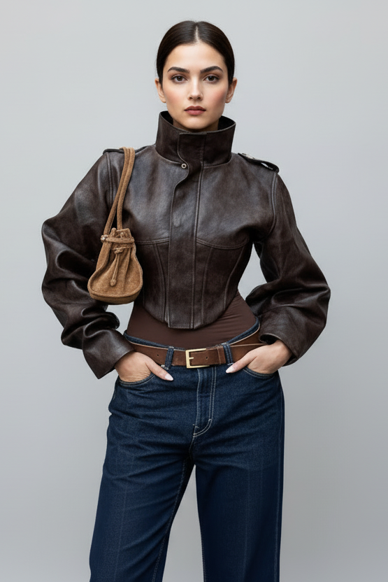 Vintage Style Slim Fit Leather Jacket