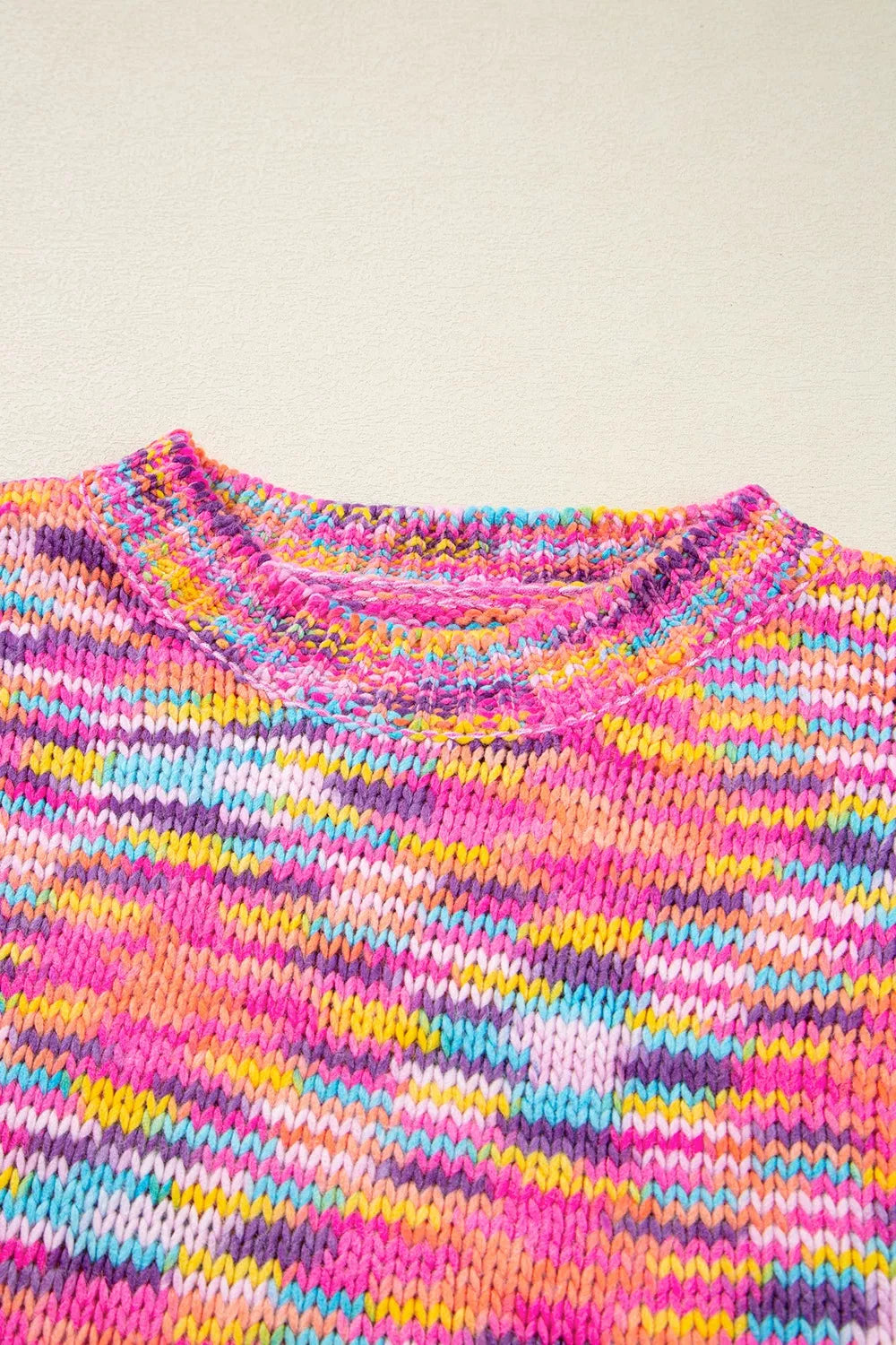 Colorful Knit Crew Neck Sweater.