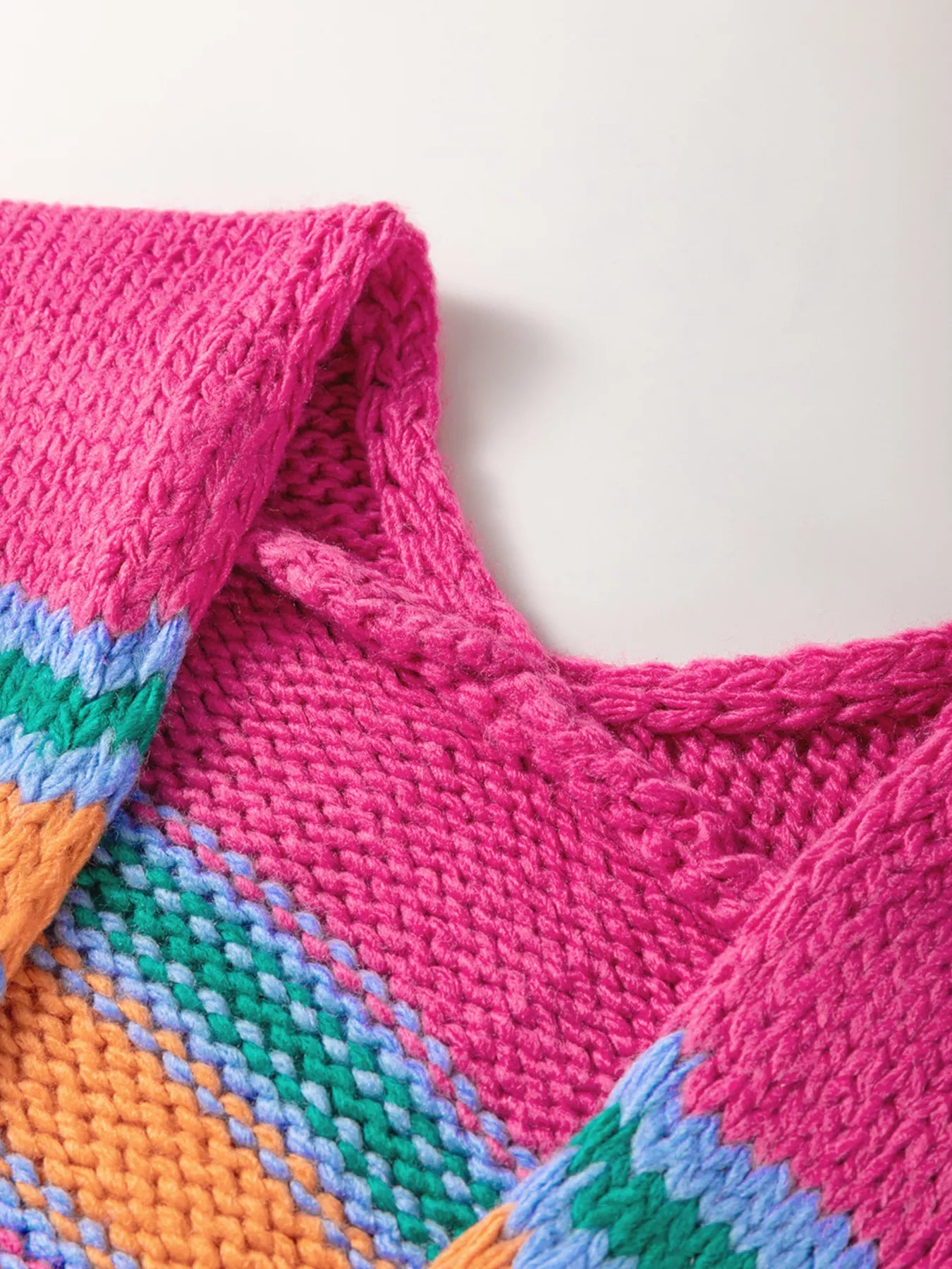 Stripe Colorful Puff Sleeve Drop Shoulder Loose Cardigan.