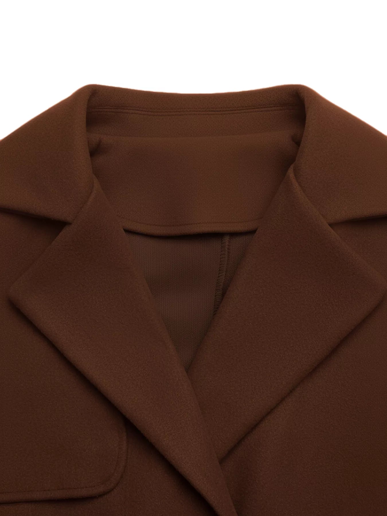 Lapel Collar Belted Wool-Blend Long Coat.