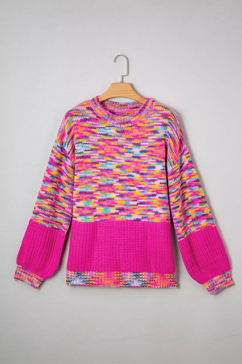 Colorful Knit Crew Neck Sweater.