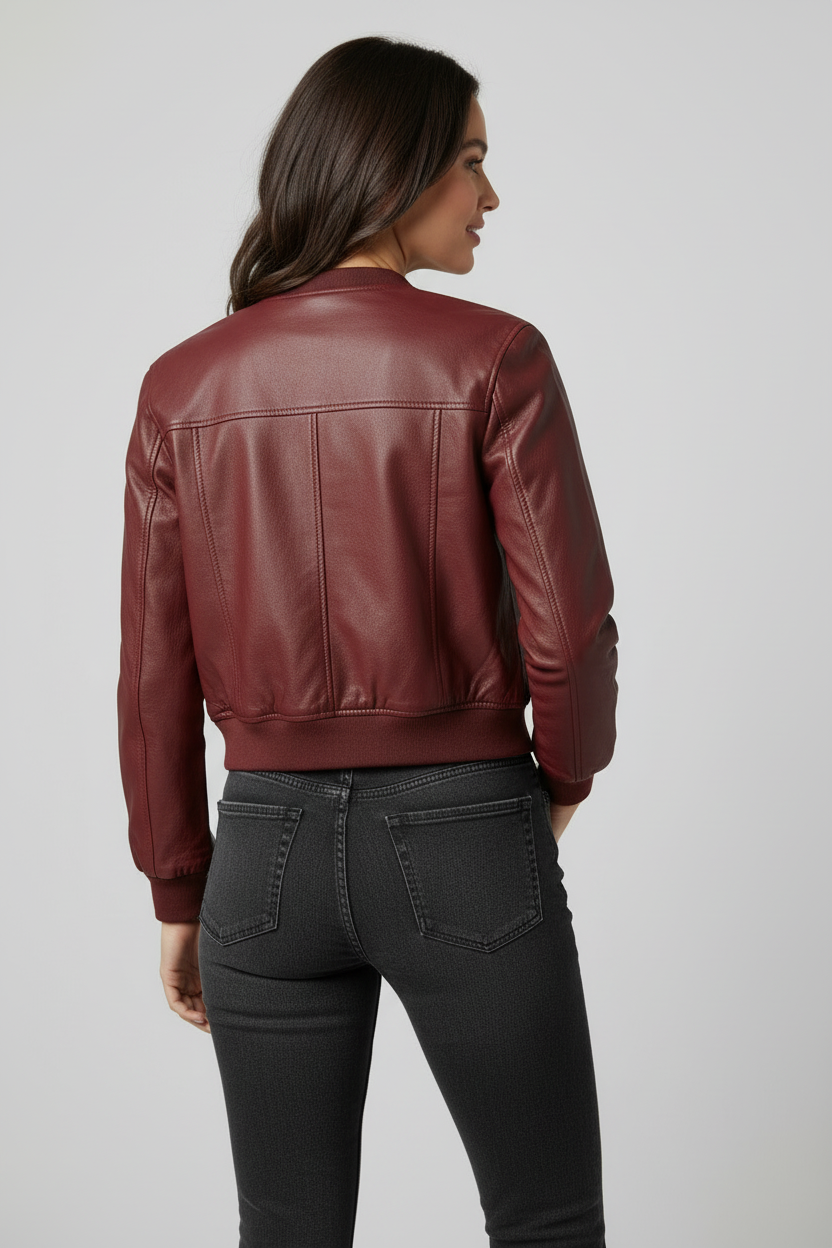 Zip Up Leather Cropped Jacket
