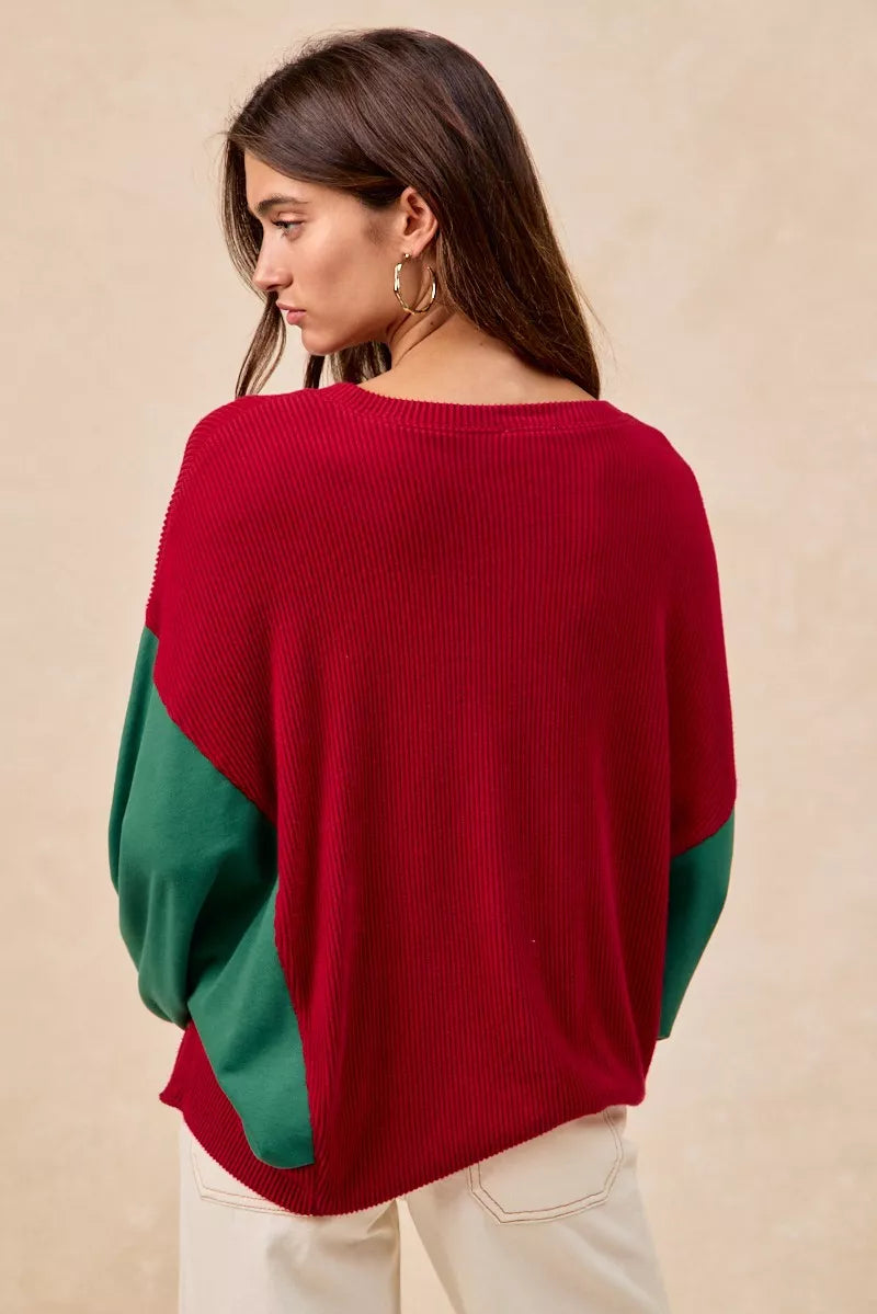 Christmas Theme Tree Embroidered Sweater.