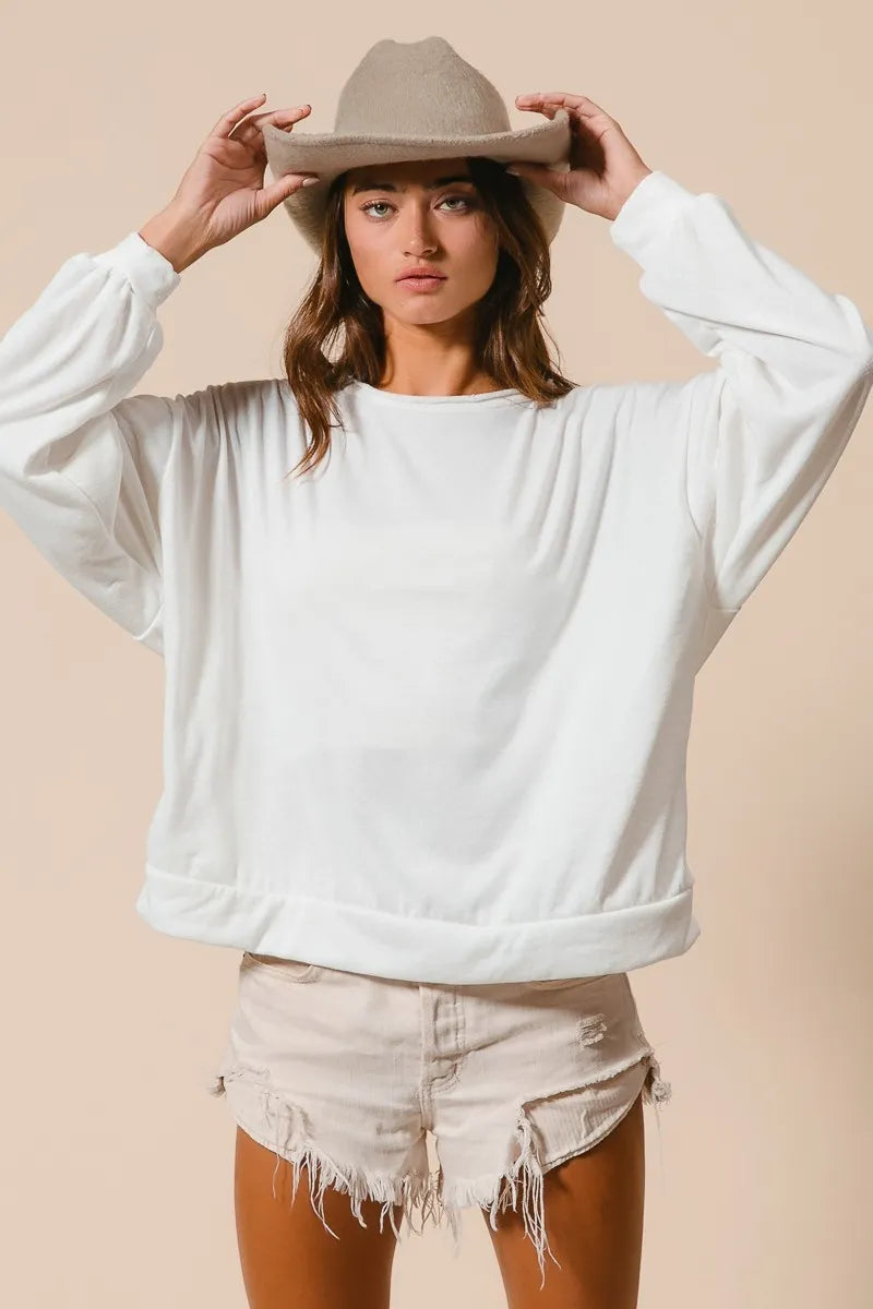 Loop Terry Pull Over With Cut Edge Band.