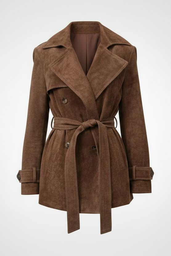 Double Breasted Tie Waist Coat