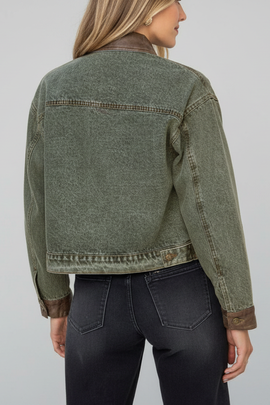 Button Up Chest Pockets Denim Jacket